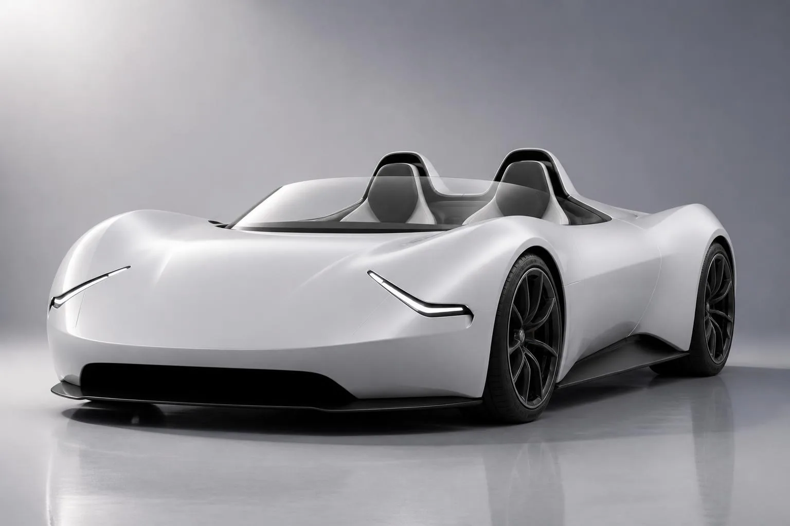 Front-quarter body detail of the Apex Roadster with aero channeling